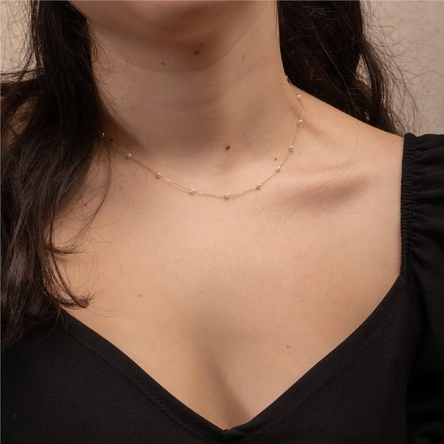 Pearl Solid Gold Necklace