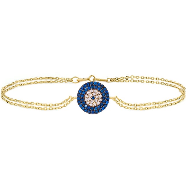 CZ Evil Eye Solid Gold Bracelet