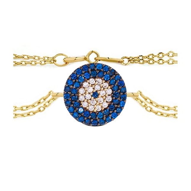 CZ Evil Eye Solid Gold Bracelet