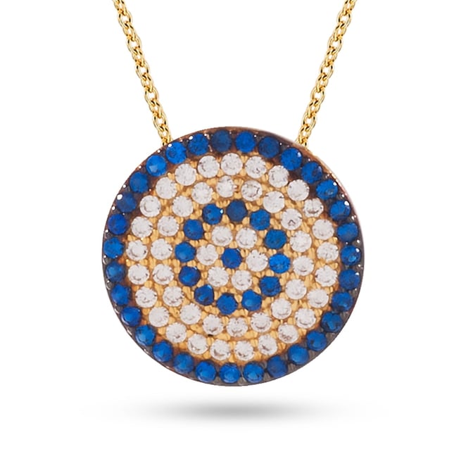 CZ Evil Eye Solid Gold Necklace