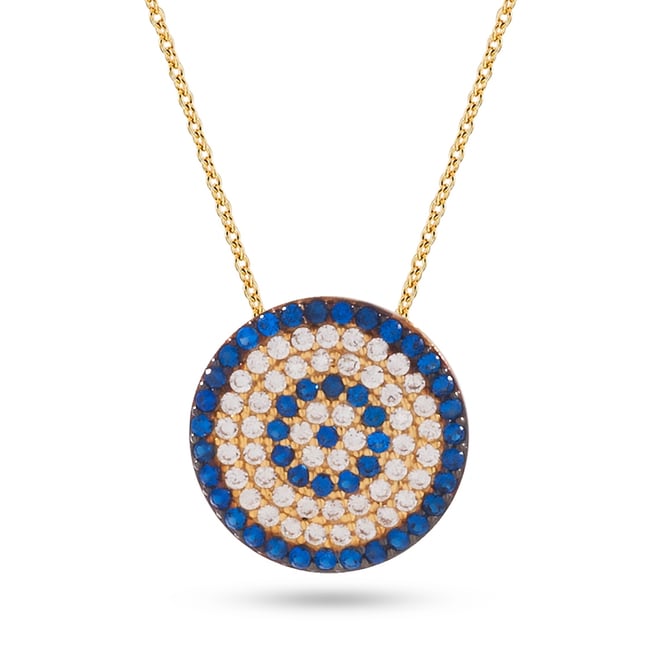CZ Evil Eye Solid Gold Necklace