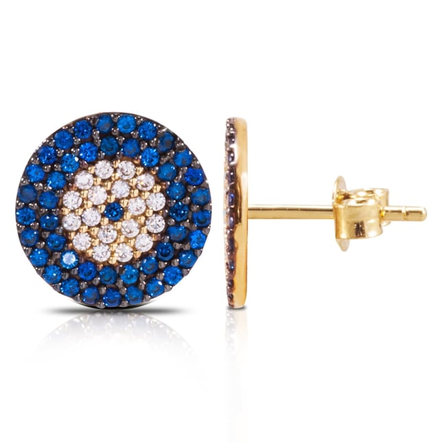 Pear Evil Eye Stud Cluster Solid Gold Earring