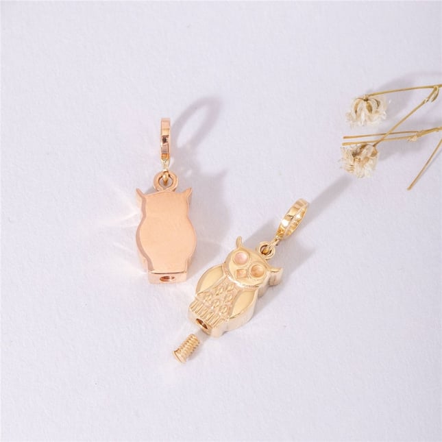 Cremation Owl Solid Gold Necklace