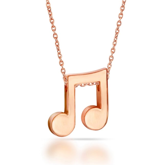Eighth Music Note Solid Gold Necklace