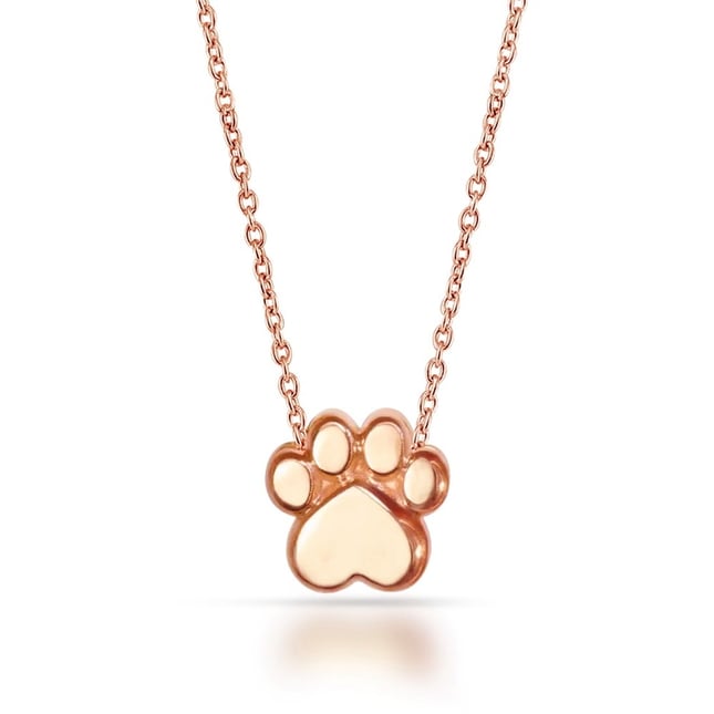 Heart Dog Paw Solid Gold Necklace