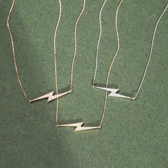Lightning Solid Gold Necklace