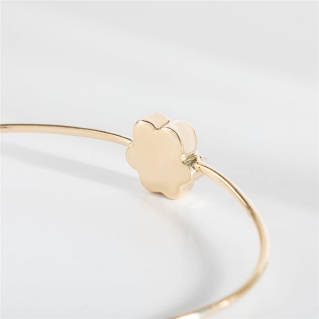 Cremation Paw Initial Solid Gold Bracelet