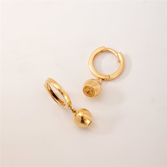 Cremation Heart Initial Letter Hoop Huggie Dangle Solid Gold Earring