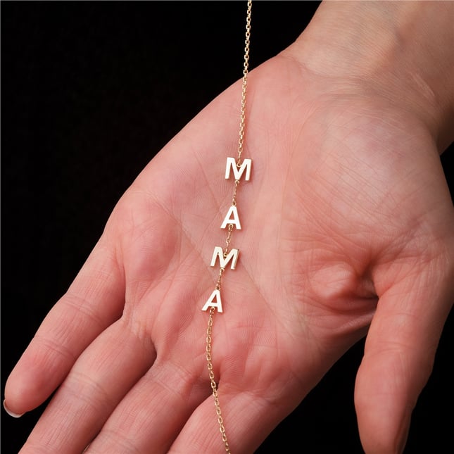 2-7 Letter Initial Personalized Solid Gold Bracelet