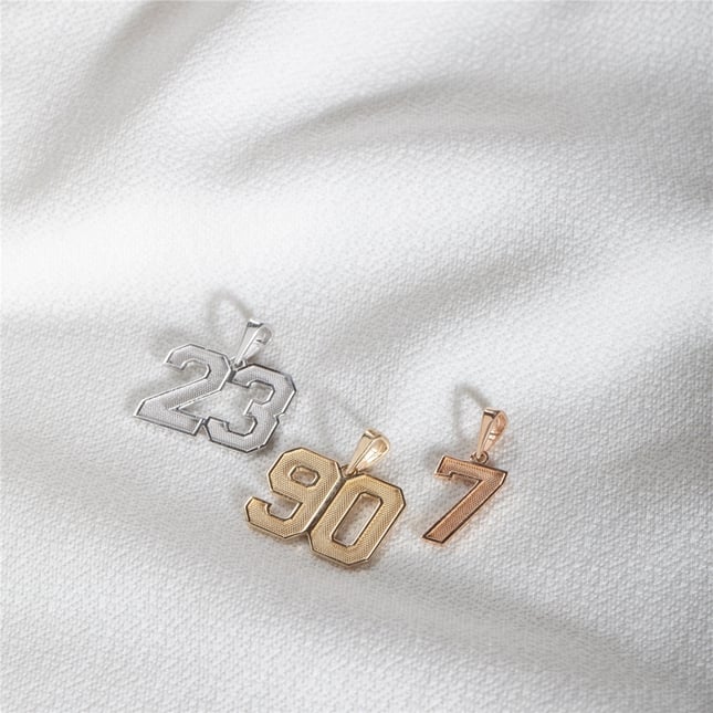 Personalized Varsity Solid Gold Number Pendant Necklace