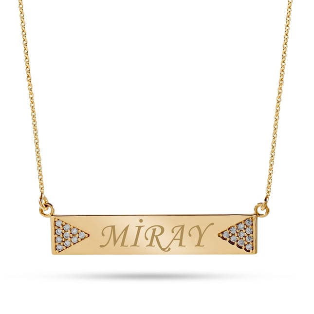 CZ Plate Solid Gold Necklace