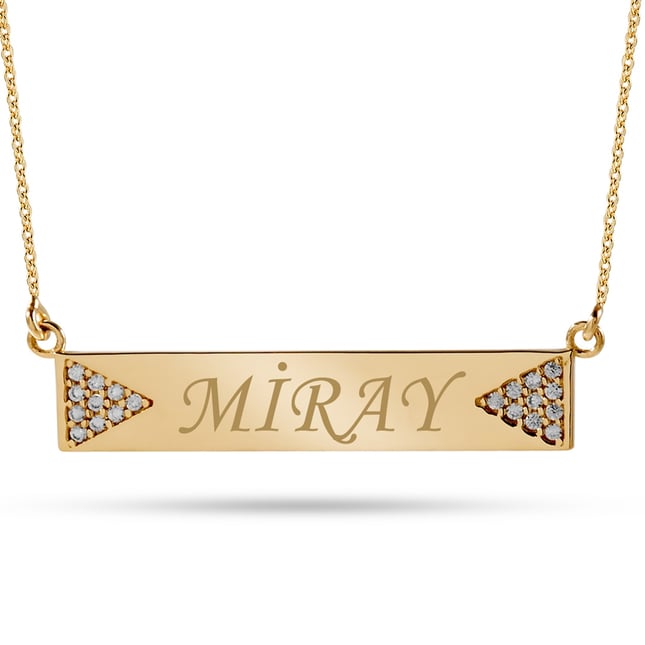 CZ Plate Solid Gold Necklace