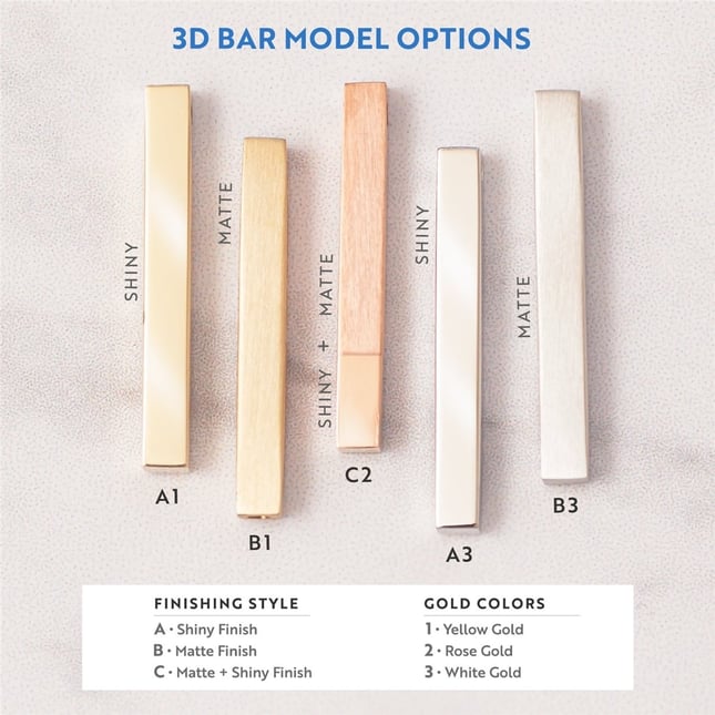 Engraved Personalized 3D Bar Solid Gold Necklace