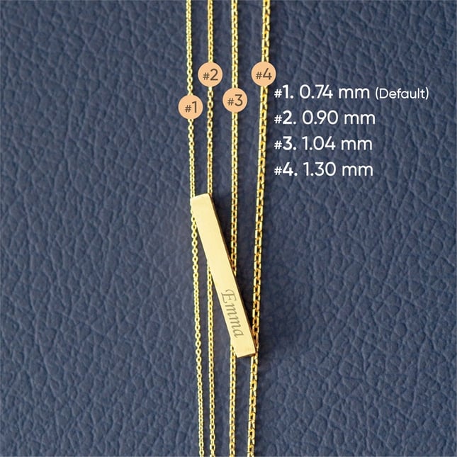 Engraved Personalized 3D Bar Solid Gold Necklace