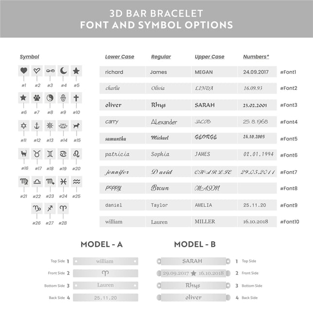 Initial Personalized 3D Bar Solid Gold Bracelet