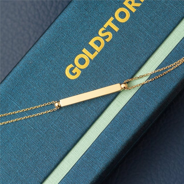 Initial Personalized 3D Bar Solid Gold Bracelet