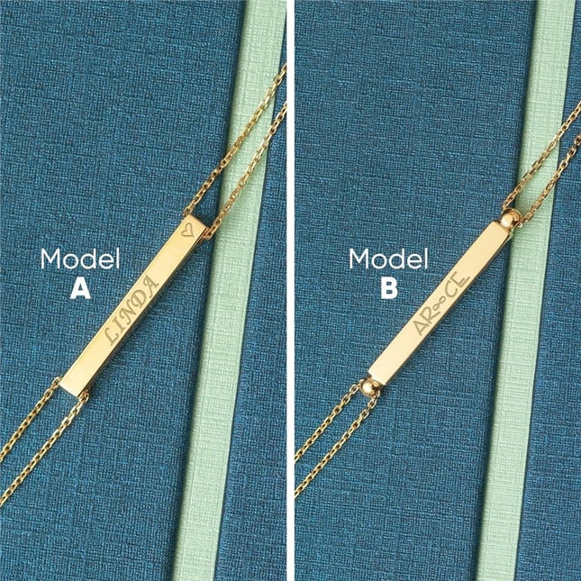 Initial Personalized 3D Bar Solid Gold Bracelet