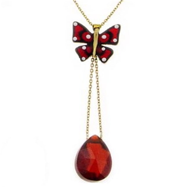 Briolette CZ Butterfly Solid Gold Necklace