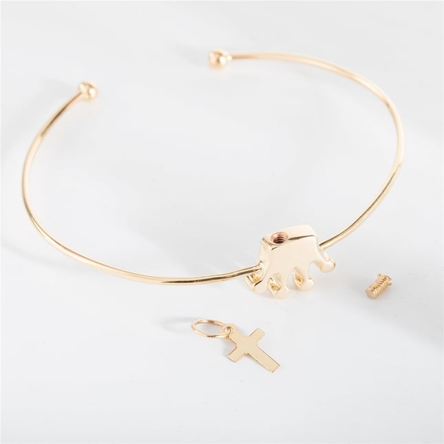 Cremation Crown Initial Solid Gold Bilezik