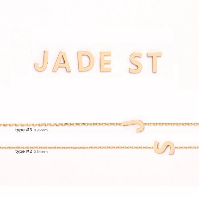Sideways Letter & Zodiac Solid Gold Necklace