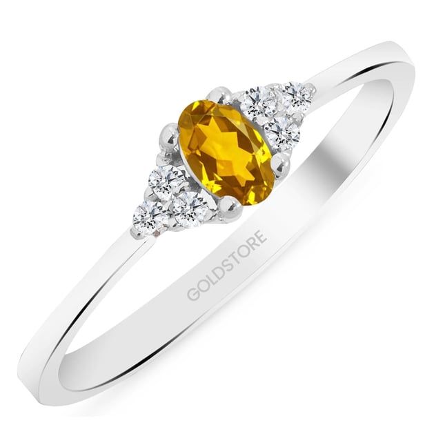 0.08 Ct Diamond Pear Citrine Cluster Solid Gold Ring