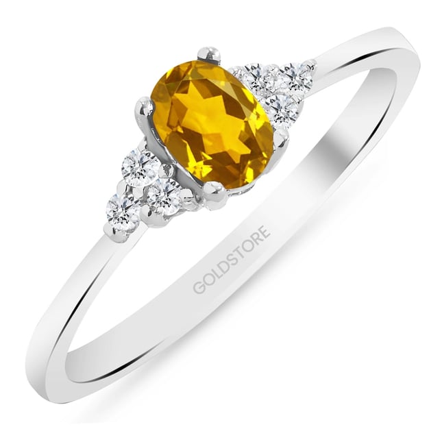 0.10 Ct Diamond Pear Citrine Cluster Solid Gold Ring