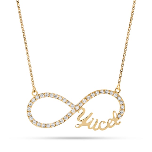 CZ Infinity Personalized Solid Gold Necklace