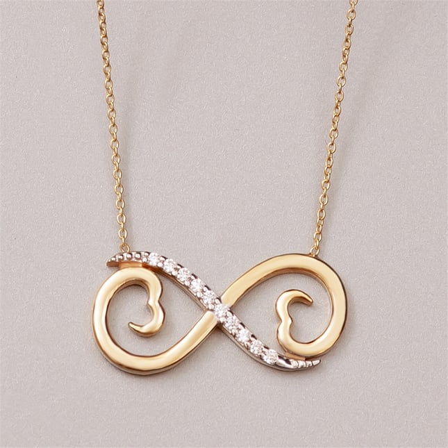 Diamond Heart Heart Infinity Solid Gold Necklace