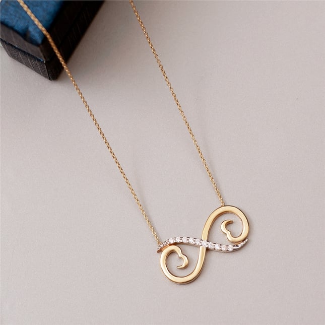 Diamond Heart Heart Infinity Solid Gold Necklace