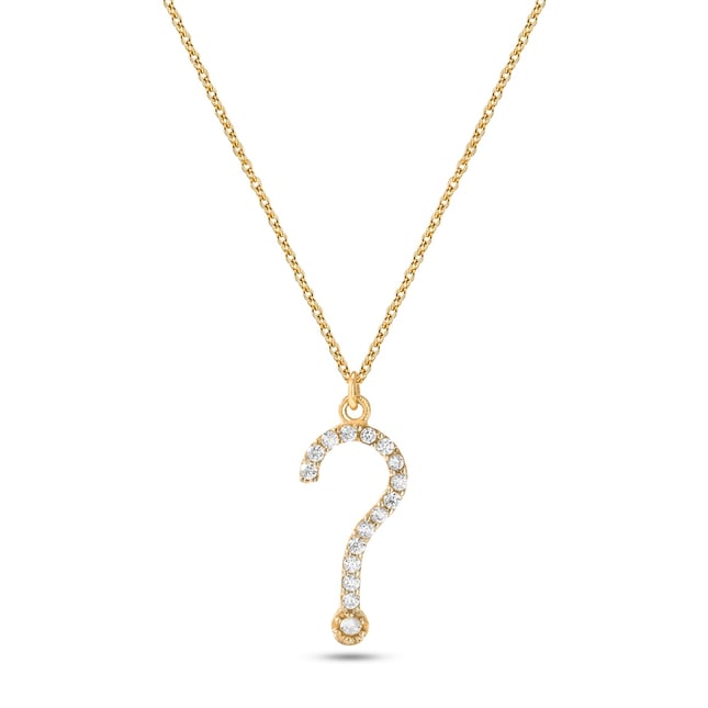 Mysterious Sparkle Question Mark Gold Necklace