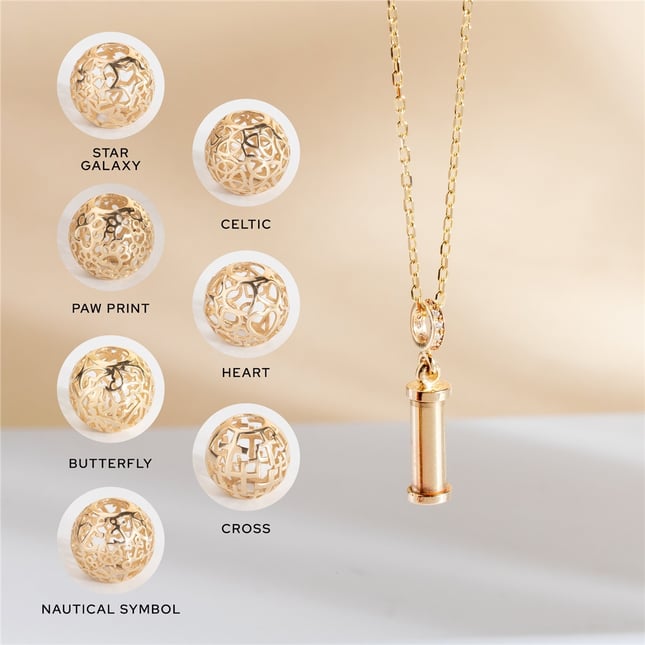Cremation Heart Star Paw Cross Initial Celtic Solid Gold Necklace
