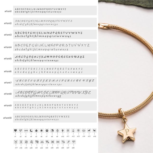 Cremation Star Initial Personalized Solid Gold Charm
