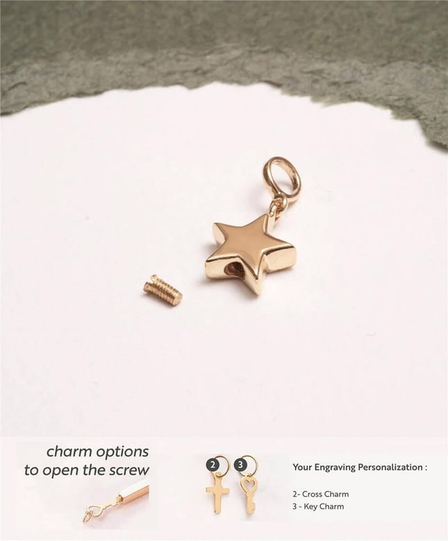 Cremation Star Initial Personalized Solid Gold Charm