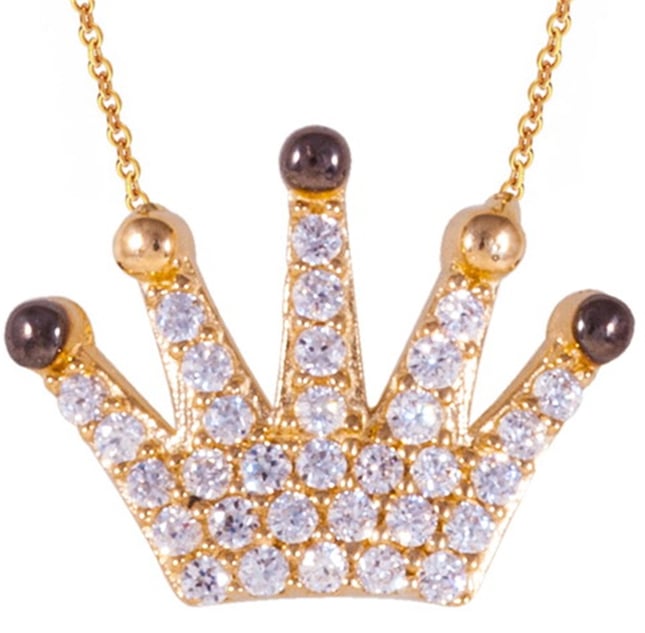 Diamond Crown Solid Gold Necklace