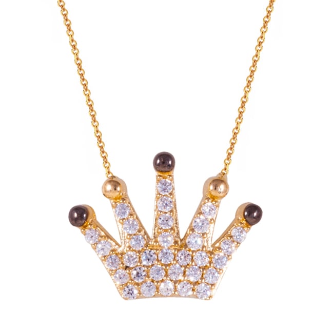 Diamond Crown Solid Gold Necklace