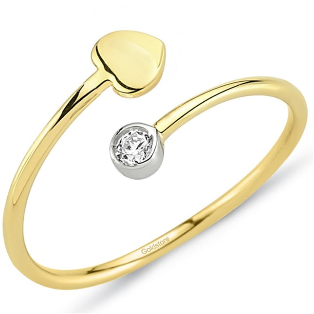 CZ Heart Bypass Solid Gold Ring