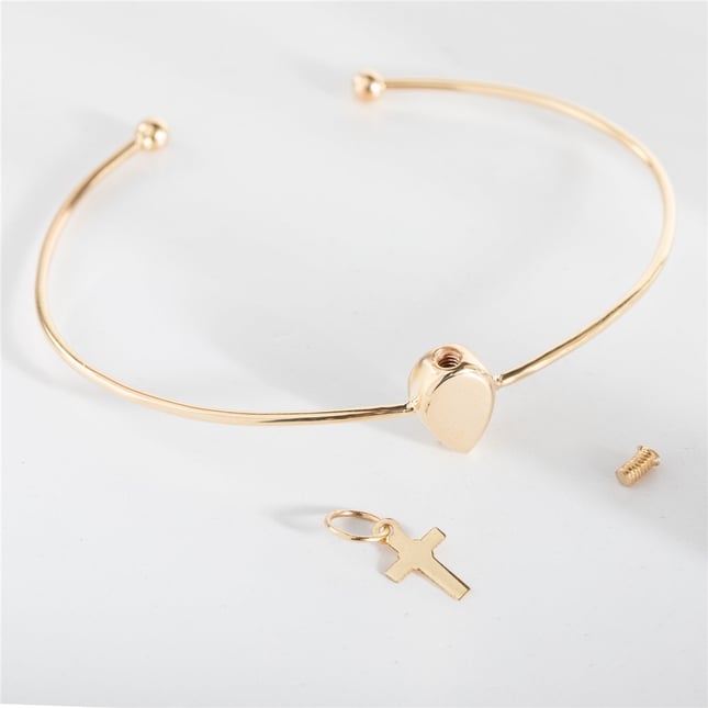 Cremation Teardrop Initial Solid Gold Bracelet