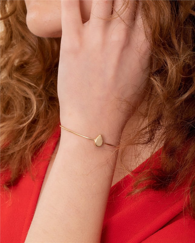 Cremation Teardrop Initial Solid Gold Bracelet