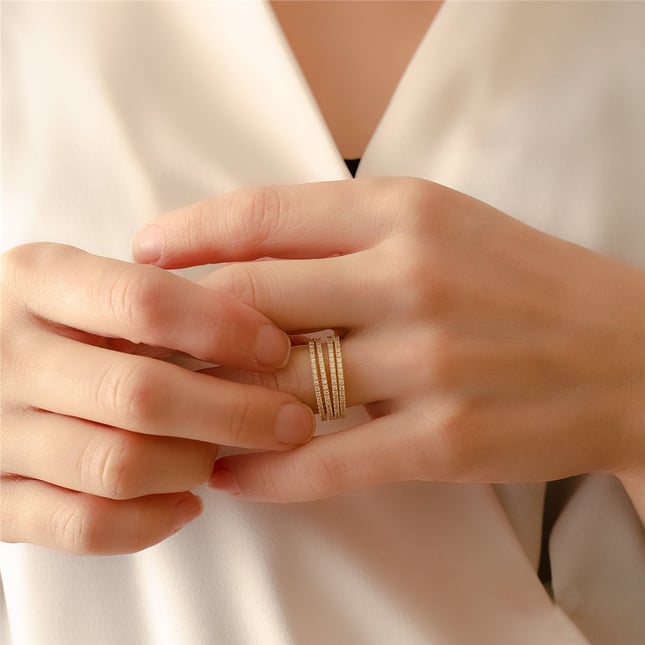 CZ Full Eternity Solid Gold Ring