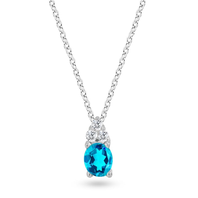 0.04 Karat Pırlanta Oval Topaz Altın Kolye