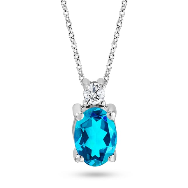 0.05 Karat Pırlanta Oval Topaz Altın Kolye