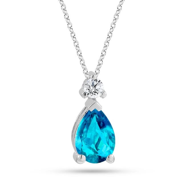 0.05 Karat Pırlanta Damla Topaz Altın Kolye