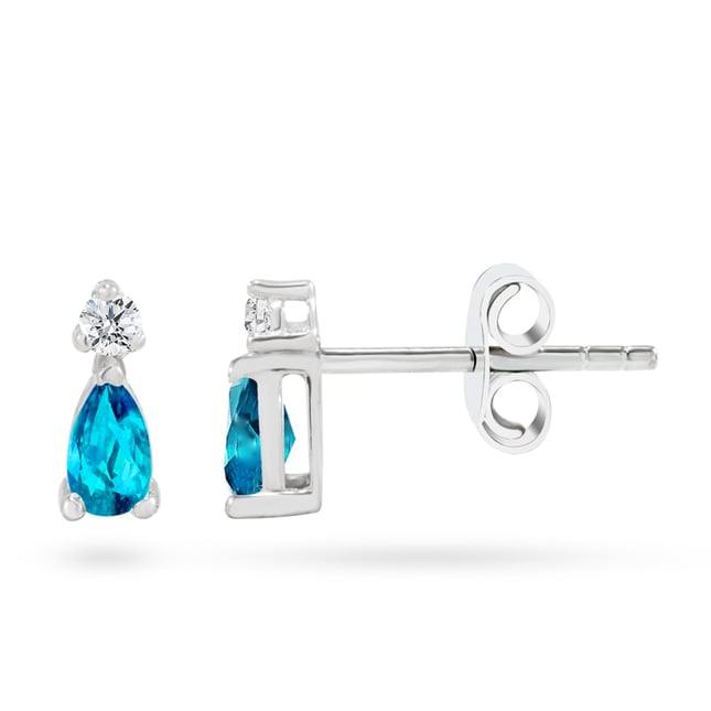 Goldstore-Topaz Taşlı 0.08 ct. Pırlanta Küpe