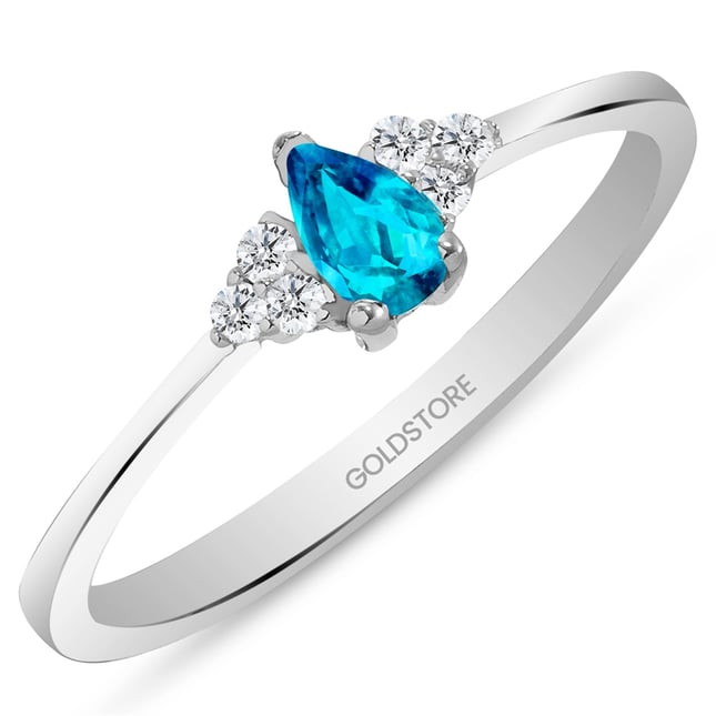 0.09 Karat Pırlanta Damla Topaz Altın Yüzük