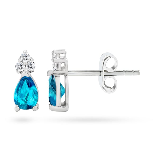 Goldstore-Topaz Taşlı 0.1 ct. Pırlanta Klasik Küpe