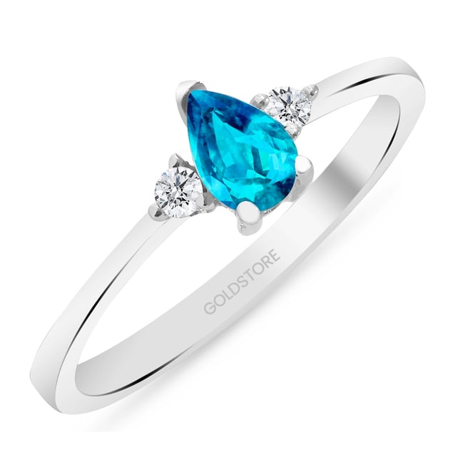 0.10 Karat Pırlanta Damla Topaz Altın Yüzük