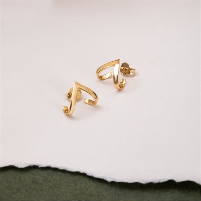 Stud Hoop Solid Gold Earring