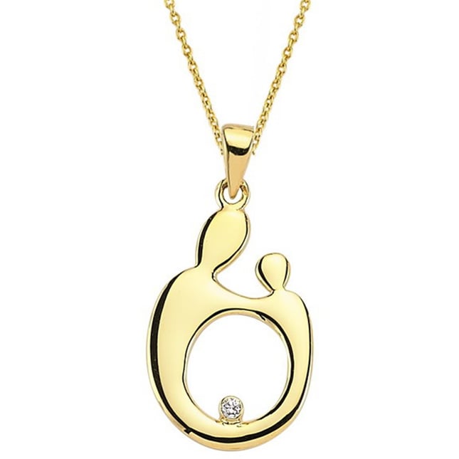 0.01 Karat Pırlanta Anne Çocuk Halka Altın Kolye