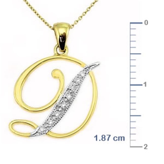0.03 Ct Diamond A- Z Initial Letter Solid Gold Necklace