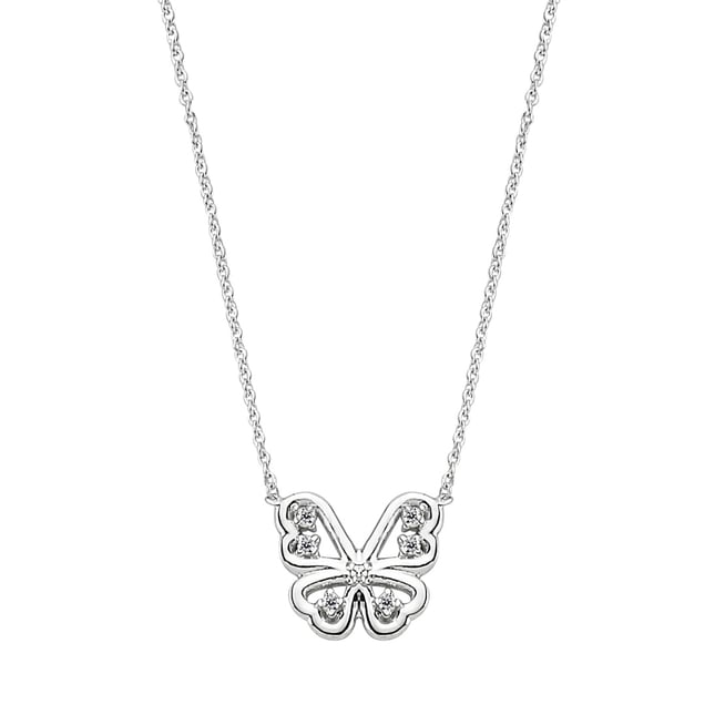 0.04 Ct Diamond Butterfly Solid Gold Necklace